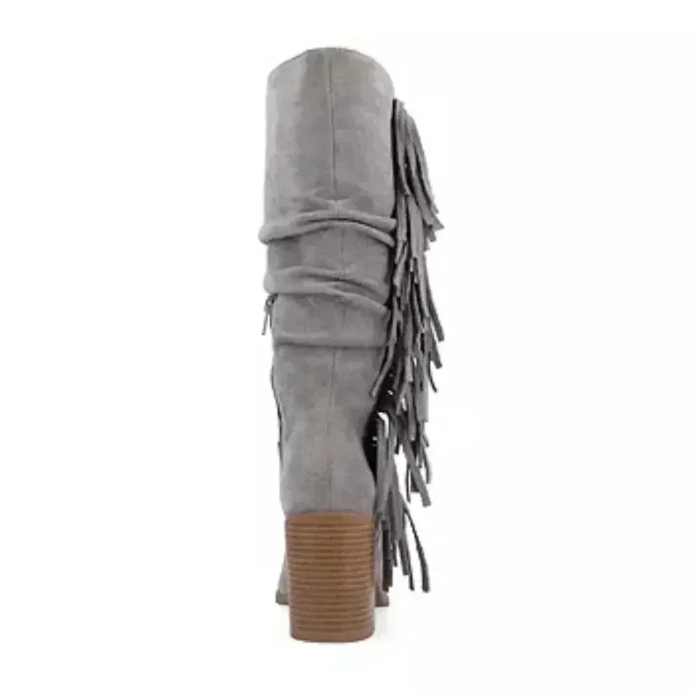 Hartly Women's Stacked Heel Dress Boots from the Journee Collection 7.5